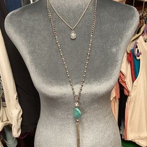 Brand New Turquoise Necklace With Rain Drop Necklace